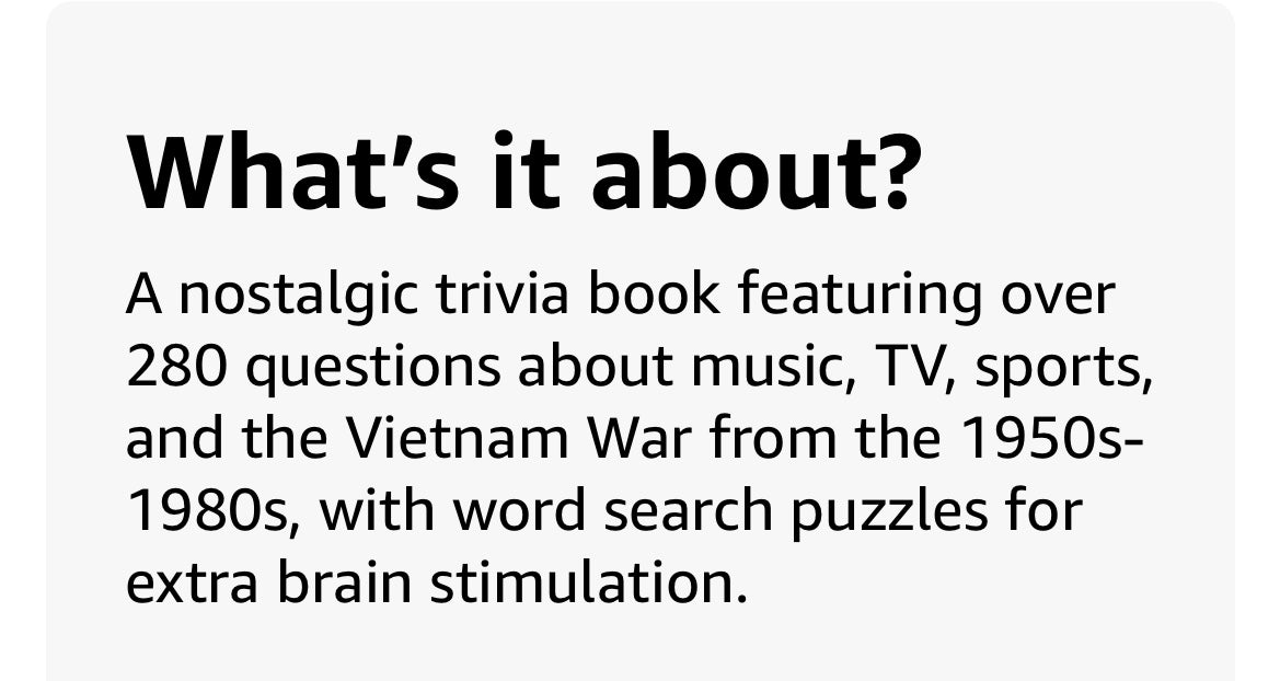 Baby Boomer Trivia Book